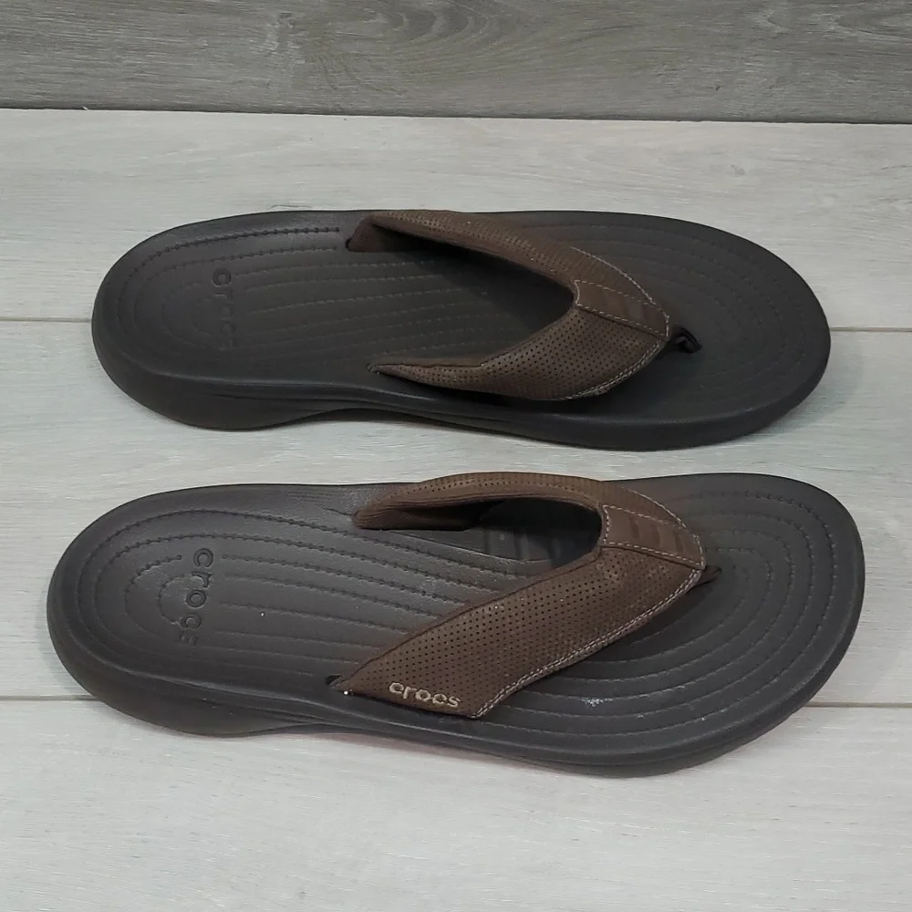 Crocs Mens Comfort Outdoor Rubber Thong Sandals Flats shoes sz 12